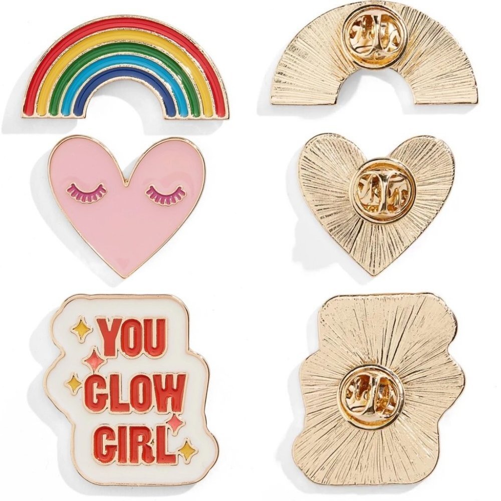 NWT Nordstrom BP Go Girl‎ Pins Set of Three Positive Rainbow Heart New With Tags